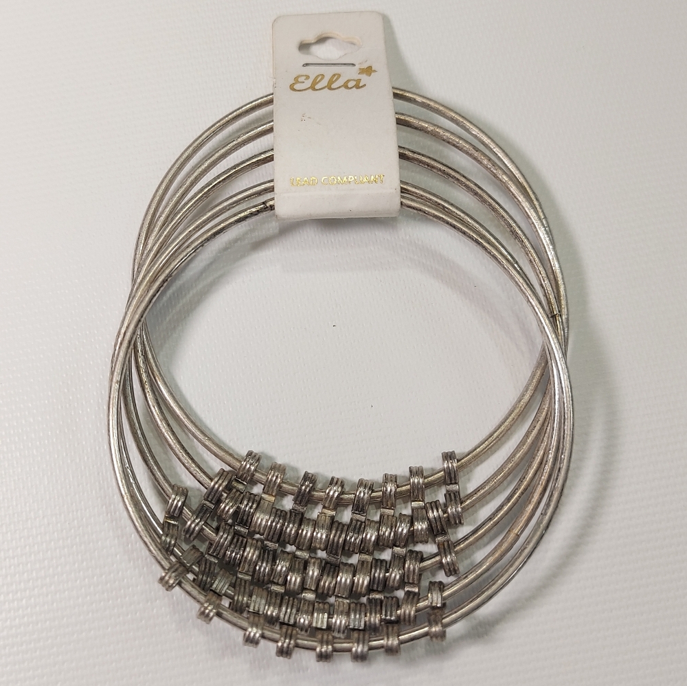 NWT Ella Linked Bangles Silver Tone Bracelet